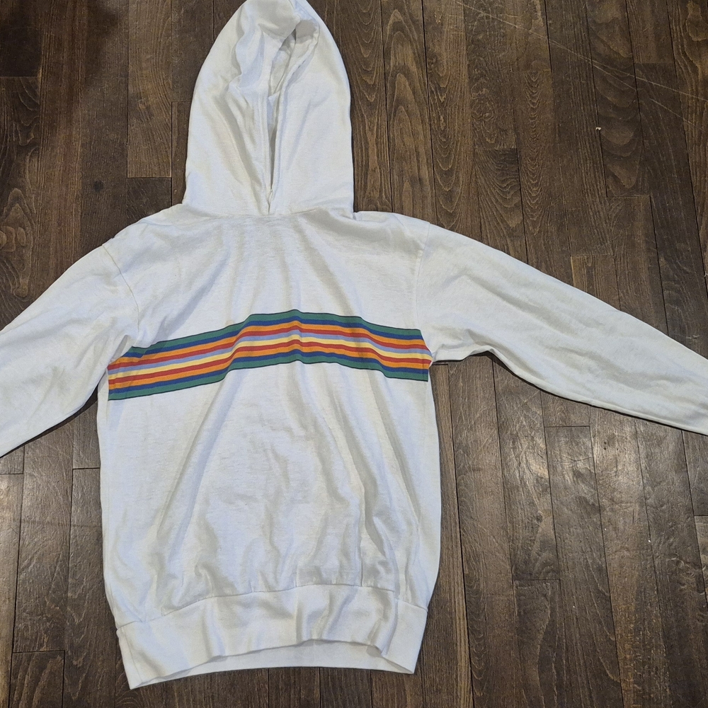 White Hoodie with Multicolor Stripes